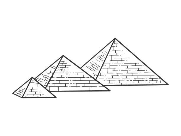 埃及金字塔素描版画图片下载