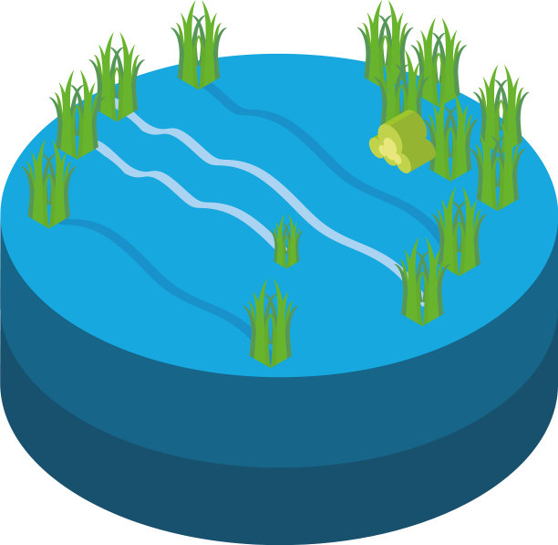 孤立的等距湖与植物设计图片下载