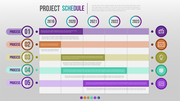 项目进度表每日和每周时间表信息图设计模板。概述计划时间表图片下载