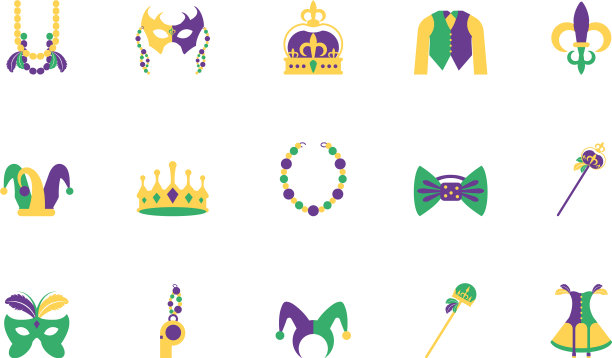 孤立的狂欢节图标设置设计图片下载