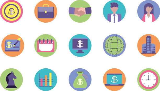 孤立的业务图标集设计图片下载