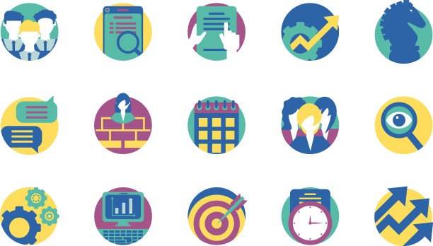 战略和管理图标集设计图片下载