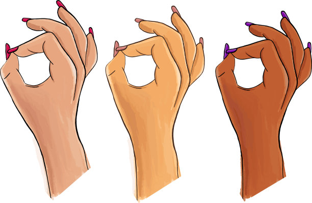 波普艺术ok手势语孤立在白色背景上图片下载