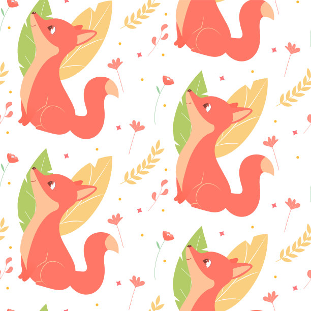 无缝模式与可爱的狐狸角色图片下载