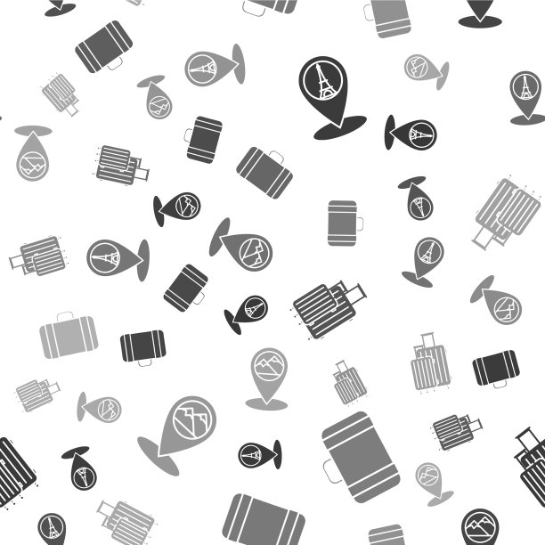 设置地图指针与埃菲尔铁塔手提箱图片下载