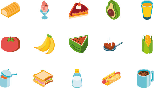 孤立的食品图标设置设计图片下载