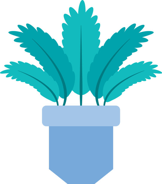 盆栽棕榈叶植物平面图标图片下载