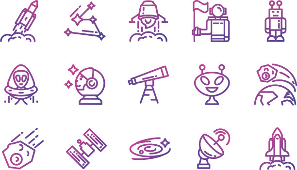 孤立空间图标集设计图片下载