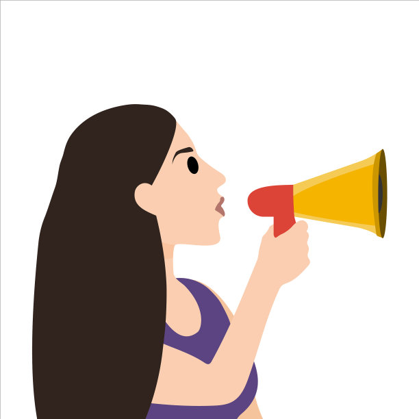 女人在一个隔离的扩音器里说话图片下载