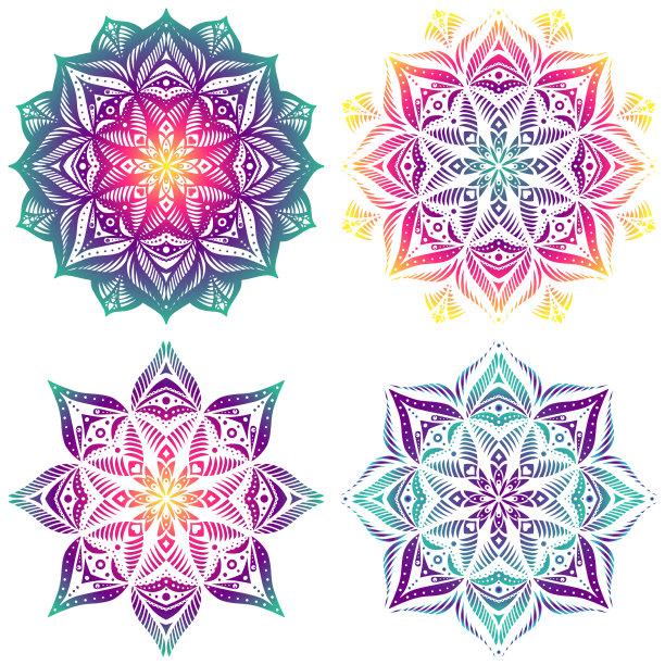 设置四个曼陀罗镂空图案渐变图片下载