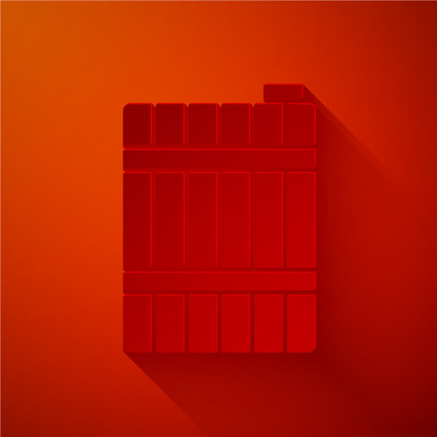 剪纸木桶图标孤立在红色图片下载