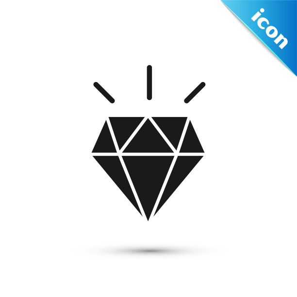 黑色钻石牙齿图标孤立在白色图片下载