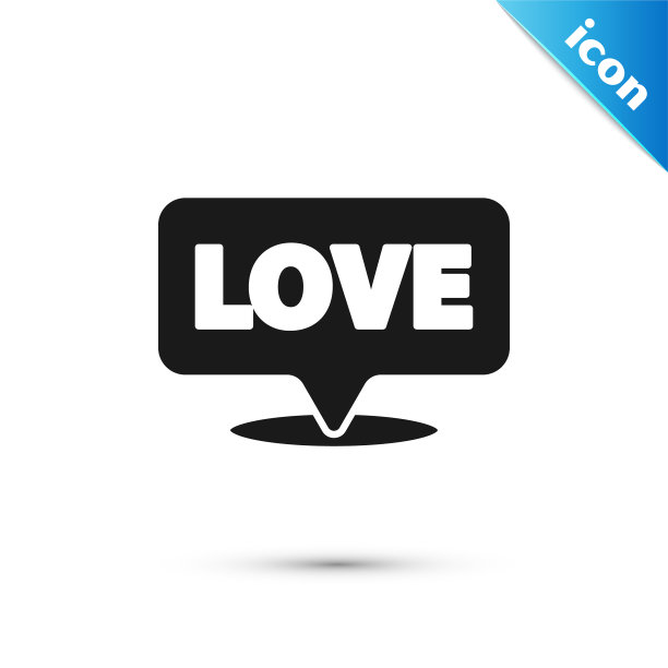 黑色语音气泡与文字爱情图标隔离图片下载