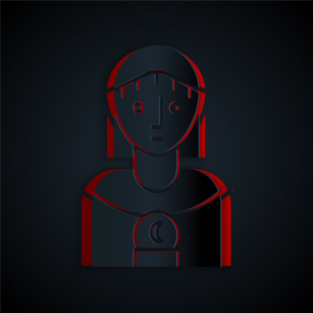 剪纸占星女图标孤立在黑色图片下载