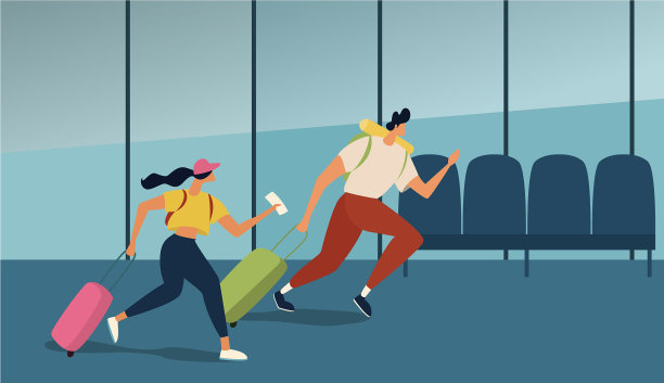 人们在机场免税区前休息图片下载