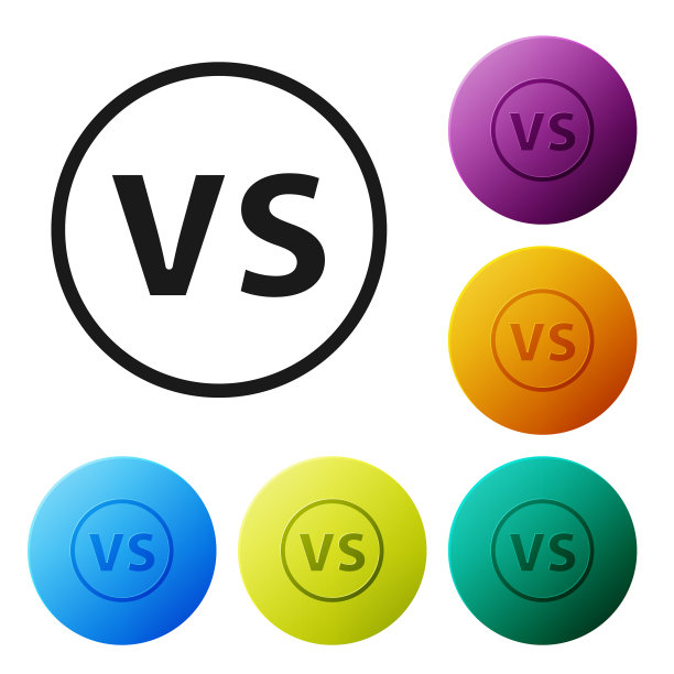 黑色vs战斗图标隔离在白色上图片下载