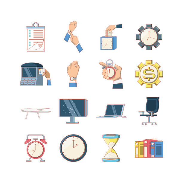 孤立时钟仪表图标集设计图片下载