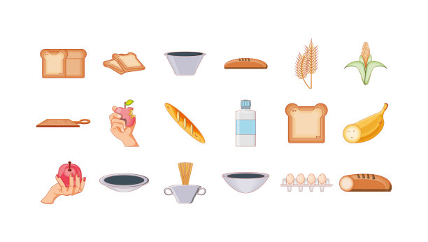 早餐和食物图标设置设计图片下载