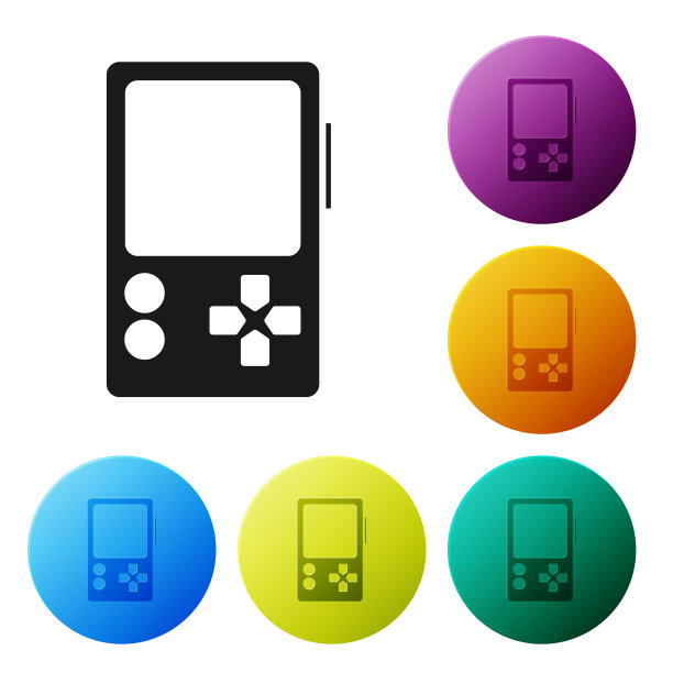 黑色便携式视频游戏机图标隔离开图片下载