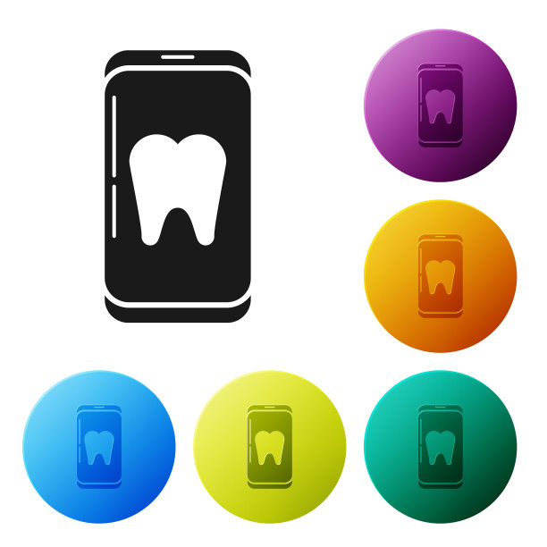 黑色在线牙科保健图标孤立在白色图片下载