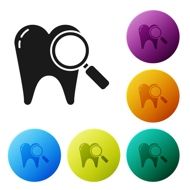 黑色牙科搜索图标孤立在白色图片下载