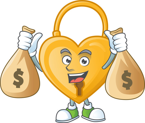 幸福的爱情挂锁卡通人物与两个图片下载