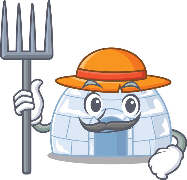 快乐的农民冰屋卡通图片与帽子图片下载