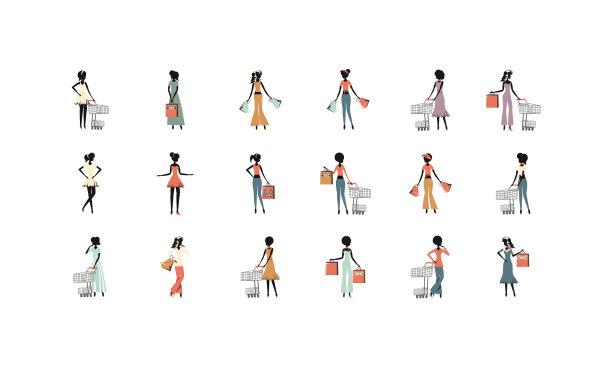 孤立的购物和电子商务图标设置图片下载