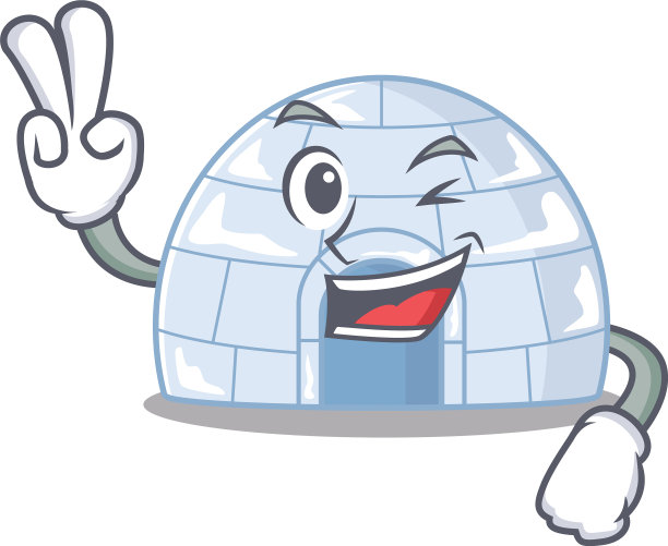 吉祥物笑脸冰屋卡通人物与两个图片下载