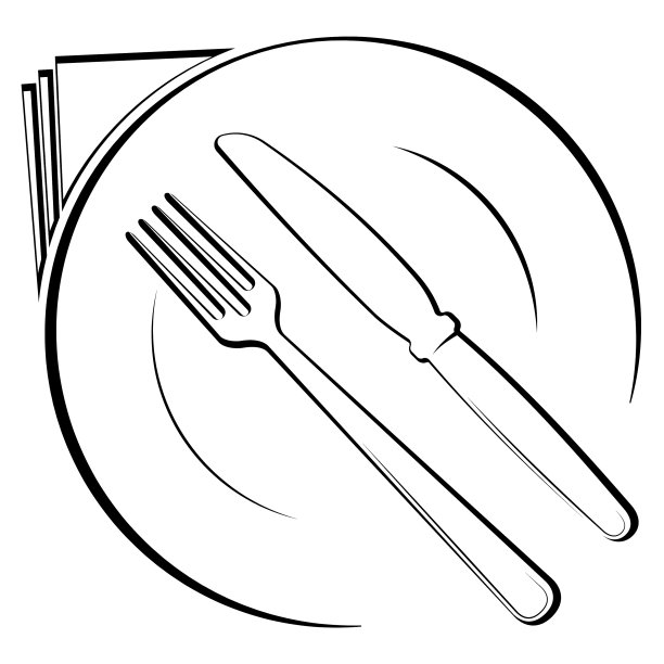 咖啡馆或餐厅的抽象标志，勺子和图片下载