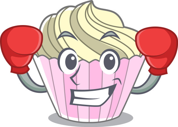 拳击蛋糕蛋白霜与人物卡通图片下载