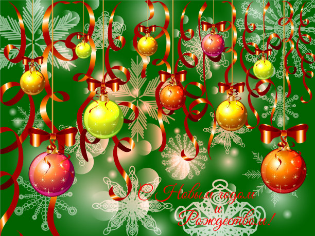 绿色的圣诞背景与雪花雪花图片下载