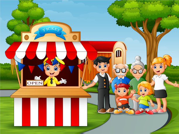 家庭成员在游乐园娱乐图片下载