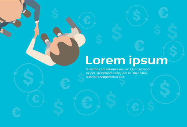 两名商人手握顶角视图图片下载