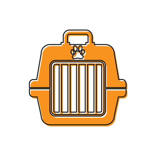 橙色宠物手提箱图标孤立在白色图片下载