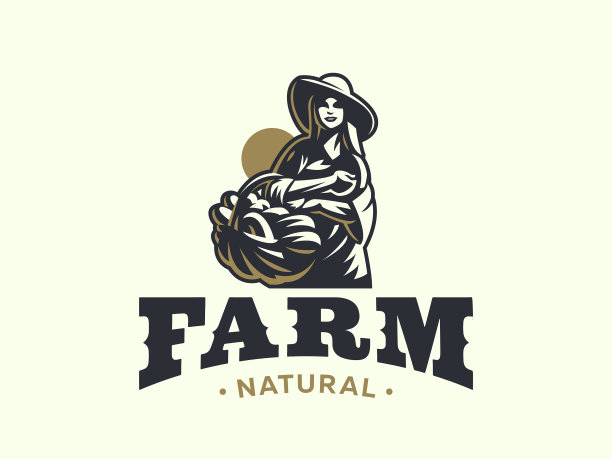 妇女农民与篮子蔬菜和水果图片下载