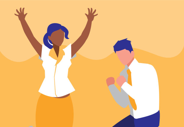 成功的商业夫妇庆祝人物图片下载