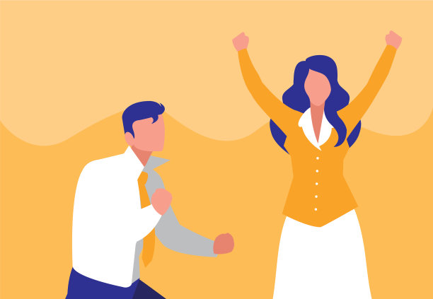 成功的商业夫妇庆祝人物图片下载