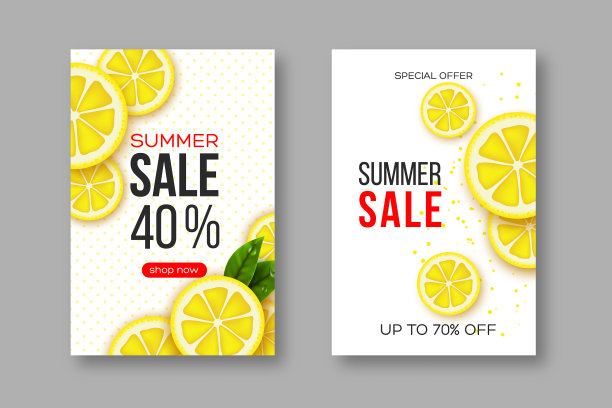 印有柠檬片的夏季促销横幅图片下载