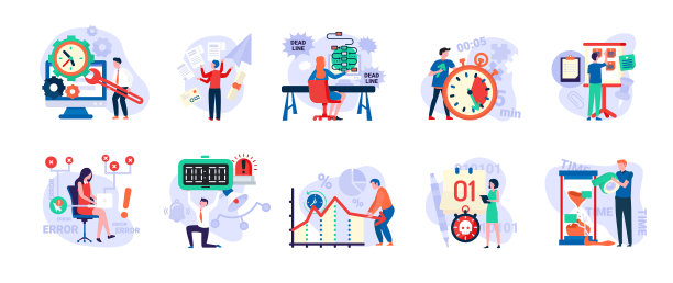 期限和时间管理人员匆匆忙忙地设定图片下载