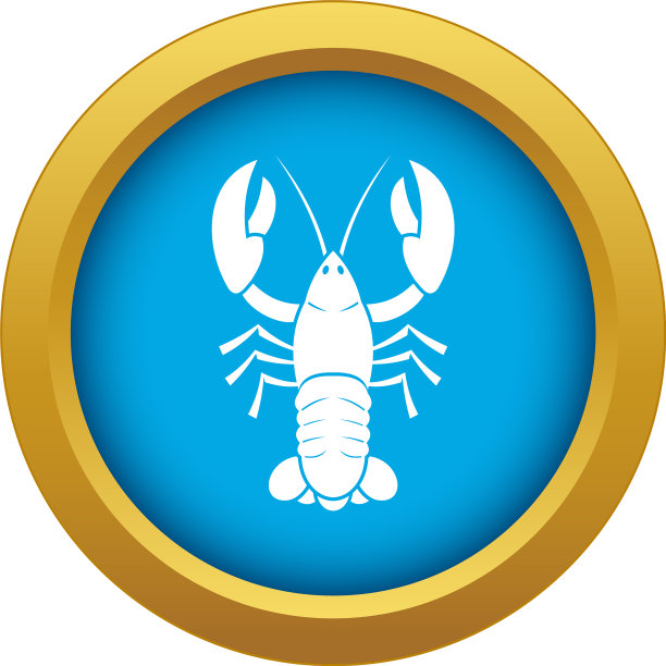 小龙虾图标蓝色孤立图片下载