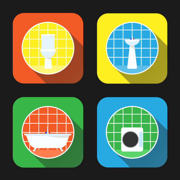 一套浴室图标的图标标志的内部图片下载