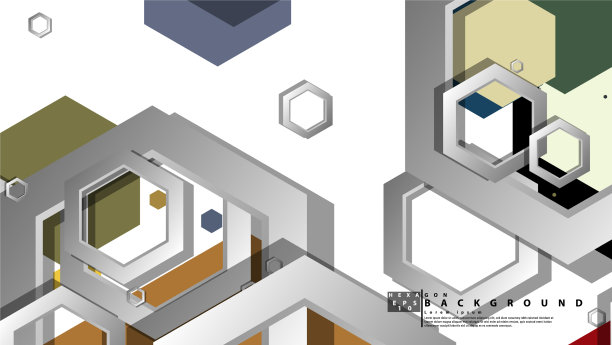 抽象几何背景与六边形的中间图片下载