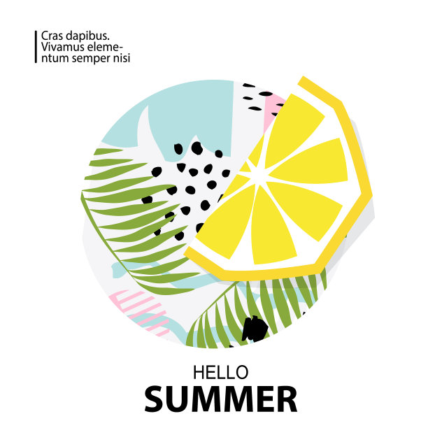 时尚的热带和柠檬背景图片下载