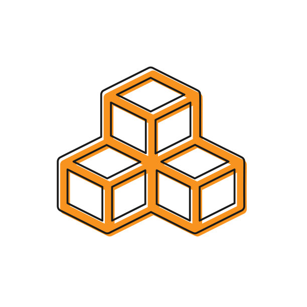 橙色等距立方体图标孤立在白色上图片下载