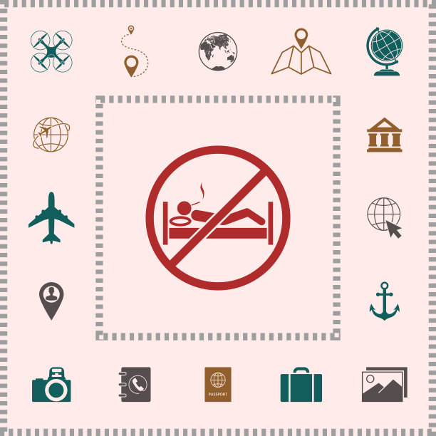 禁止在床上吸烟-禁止标志元素图片下载