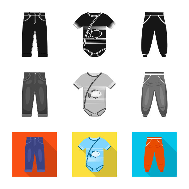 设计时装和服装标志套图片下载