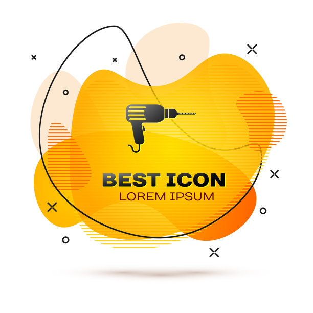 黑色钻机图标隔离在白色上图片下载