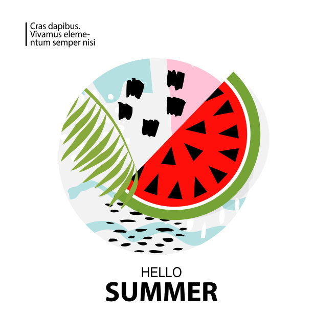 时尚的热带和西瓜背景图片下载