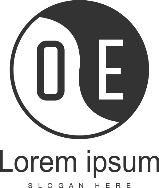 带有现代框架的OE首字母标志模板图片下载